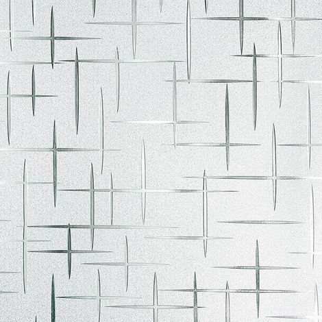 No Glue Frosted Window Film, Frosting Privacy Glass Films for Windows and Doors, Self-Adhesive Decorative Window for Home Office UV Protection (3D Cross Pattern) (1/5)