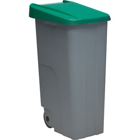 Contenedor de basura Denox  65, 85 y 110 L para reciclar  Cerrado con tapa de color  2 ruedas