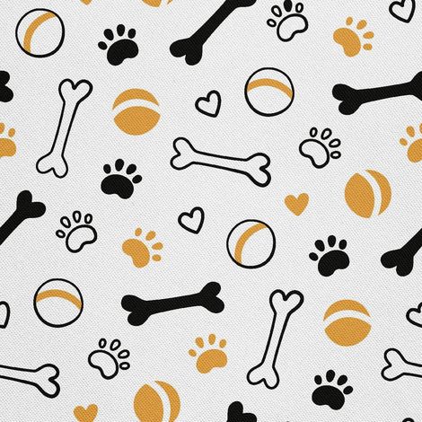Tela decorativa para exteriores Oxford - motivo de huellas de patas, huesos y pelotas I DX668 (1/5)