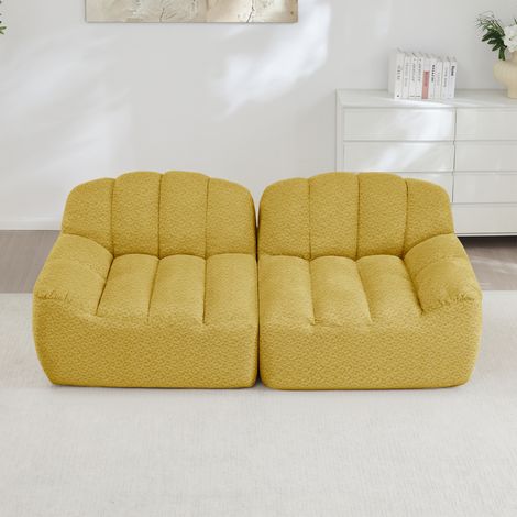 2-Sitzer modulares Sofa 210x104x79 cm, gelb, ohne Montage, Plüschstoff, Muschel-Design MEUBLIV (1/5)