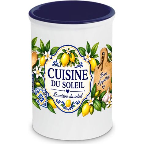 Pot à ustensiles céramique citrons cuisine du soleil 13 cm (1/3)