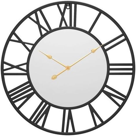 Horloge Murale silencieuse, Horloge Vintage de Ferme européenne avec Chiffres Romains, Horloge décorative Squelette en métal à Piles sans coutil de 40 cm pour la Cuisine à la Maison (Noir) (1/4)