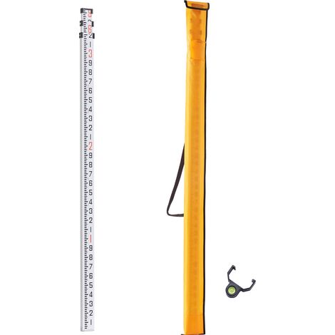 Mophorn Varilla de medición telescópica de 3 secciones y 9 pies de aluminio , varilla de nivelación de doble cara de escala de 1/10 pies, varilla de medición de aleación de aluminio.