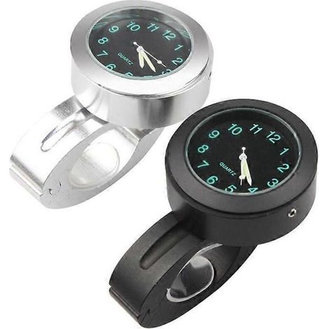 1 Horloge Pour Guidon - Aluminium Usiné - 4,3 X 4,3 X 1,7 Cm - étanche Et Résistant Aux Chocs - Compatible Guidon 22 à 25,4 Mm (1/4)