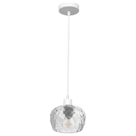 Lampadario Stela 1xE27 Paralume in Vetro Trasparente Bianco 13x13 cm (1/2)