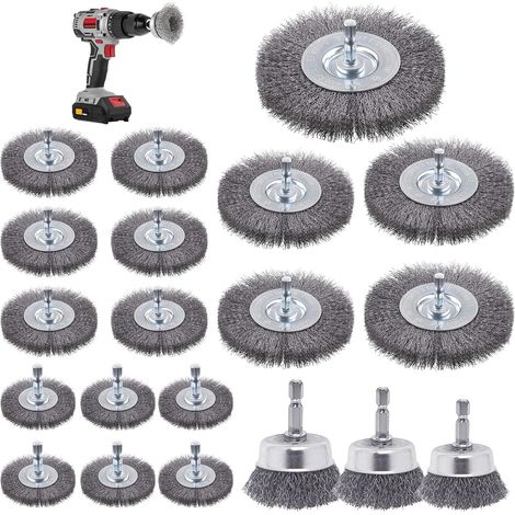 Brosse Métallique Pour Perceuse - Acier Inoxydable Et Cuivre - Nettoyage Rouille Et Polissage - Set 12 Pièces (1/5)