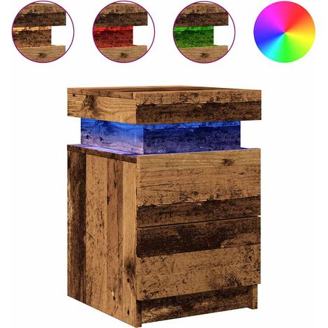 Maison Exclusive - LED-Nachttisch Altholz-Optik 35x39x55 cm Holzw