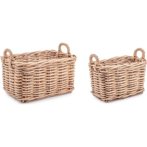 Ceste "Malang" in rattan kubu naturale da esterno set da 2 (1/2)