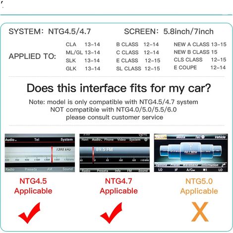 Carplay sans fil Android Auto, taille DIN unique, compatibilité multi-appareils, NTG4.5 4.7 (1/2)