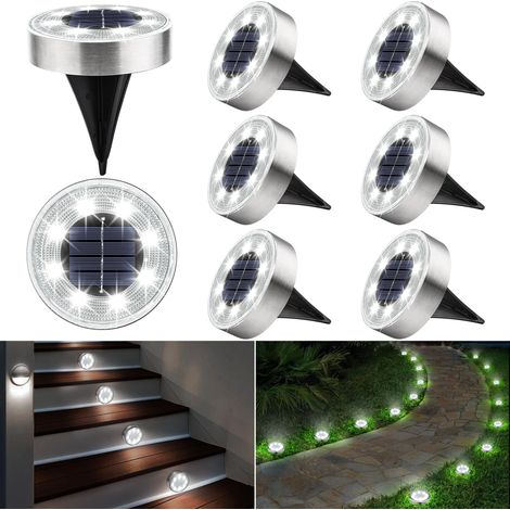 Lot de lampes solaires polyvalentes pour l'extérieur – étanches terrasse cour allée froid 8 IP68 blanc (1/5)