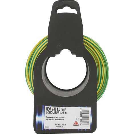 Cable eléctrico H07 V-U 1,5 mm² 25 Verde / Amarillo