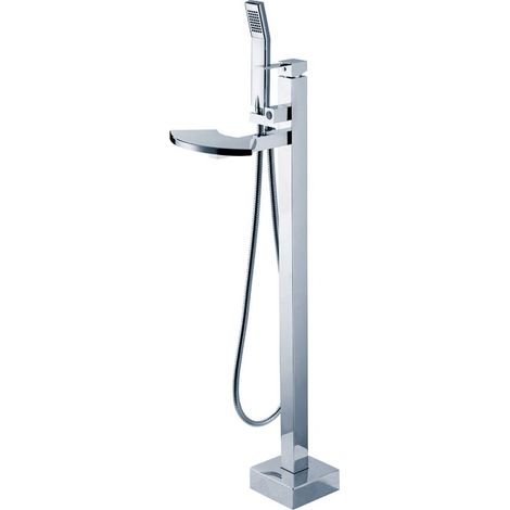 Distribain – Robinet mitigeur baignoire îlot sur pied – Corps laiton massif chromé – Hauteur 1025 mm – E101 (1/2)