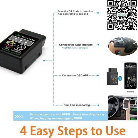Bluetooth OBD2-Scanner V02H2-1 Kfz-Diagnosegerät zur Motorfehlererkennung, drahtloser OBDII-Codeleser (1/5)