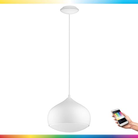 Suspension LED EGLO connect Comba-C, suspension à 1 ampoule, en acier et plastique blanc, changement de température de couleur (chaud, neutre, froid), RVB, dimmable (1/5)