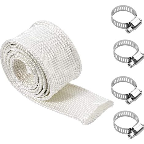 Gaine Isolante Tuyau Échappement 25mm 3m, Protection Thermique En Fibre De Verre Avec 4 Colliers, Pour Génératrice, Tuyau d'Échappement De Chauffage De Voiture (1/5)