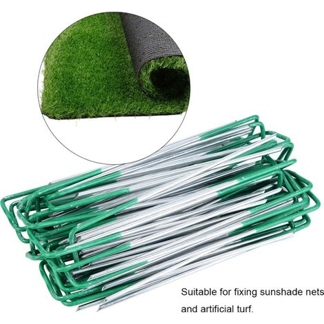 Chiodi in metallo zincato per erba artificiale, mezzo verde, 100 pezzi (100 pcs) (1/5)