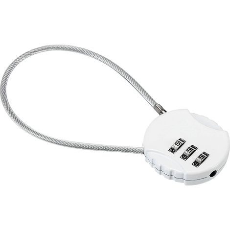 Combination Serrure 8 Pouce, 3 Chiffres Extérieur Cadenas à Code Etanche avec Câble Métallique pour Bagages Salle de Sport Casier Clôture Boîte à Outils Sac à Dos, Blanc (1/5)