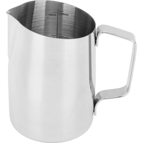 Pitcher à lait 450ml en acier inoxydable 201, idéal pour mousser et chauffer le lait pour café à la maison (1/5)