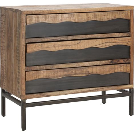Commode 3 Tiroirs en Bois "Yellowstone" 88cm Marron (1/5)