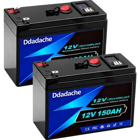 Batterie Lithium, Capacité de 150Ah, Protection BMS Avancée, 150Ah-1Chargeur-2PCS (1/2)