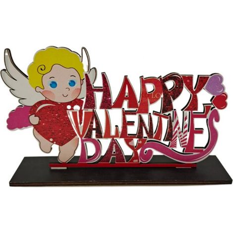 Ornement En Bois - Décoration Romantique Pour Saint-Valentin Mariage Fiançailles Anniversaire - 25 x 23 cm - 1 Pièce (1/5)
