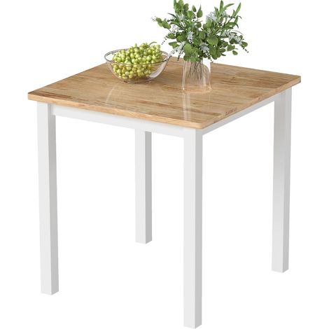 Table à manger carrée 2 à 4 personnes en bois, compacte, style campagne, cadre blanc, idéale pour petite cuisine – CHICFURN (1/5)