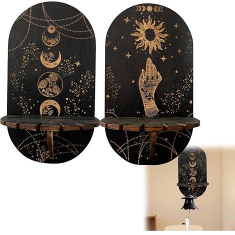 Étagère Murale - Bois Et Verre - 21,5 X 11,6 Cm - Pour Salon Ou Séjour - Lot De 2 (1/5)