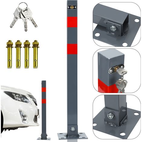 Jiubiaz Paletto parcheggio con chiave 67 cm, dissuasore in metallo grigio, 1 pezzo (1/5)