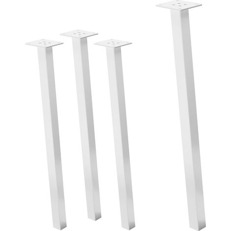 ML-Design 4er Set Tischbeine schräg 72 cm, Weiß glänzend, aus pulverbeschichtetem Stahl, eckig, Profil 4x4 cm, I-Form, Möbelfüße Metall 96° Neigung, Tischfüße Möbelbeine für Esstisch & Schreibtisch