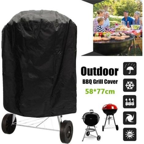 Housse de protection étanche pour barbecue rond, anti-poussière et anti-pluie, dimensions 58x77cm. (1/5)