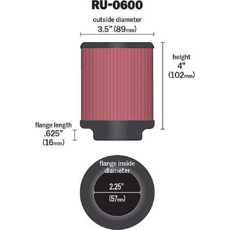 FILTRE A AIR UNIVERSEL K&N RU-0600