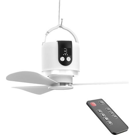 Ventilateur de camping portable de 41,5 cm avec télécommande,batterie 15600 mAh,lumière LED rechargeable par USB,3 vitesses,tente de camping (1/5)