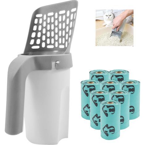 Pelle à Litière pour Chat avec Sacs à Litière pour Chat, Portable de Gande Capacité Pelle Litière pour Chat, Poignée Confortable Durable Pelle à Caca Domestique pour Chat (1/5)