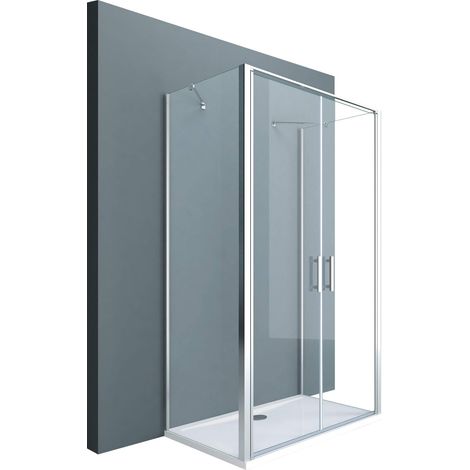 doporro Duschkabine Ravenna50K 90x120x90cm Duschabtrennung zwei Drehtüren inkl. 4cm flacher Duschtasse in Weiß ESG-Sicherheitsglas Klarglas (1/5)
