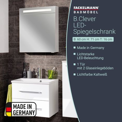 FACKELMANN B.clever Spiegelschrank 60cm Korpusfarbe: Weiß Matt (1/4)