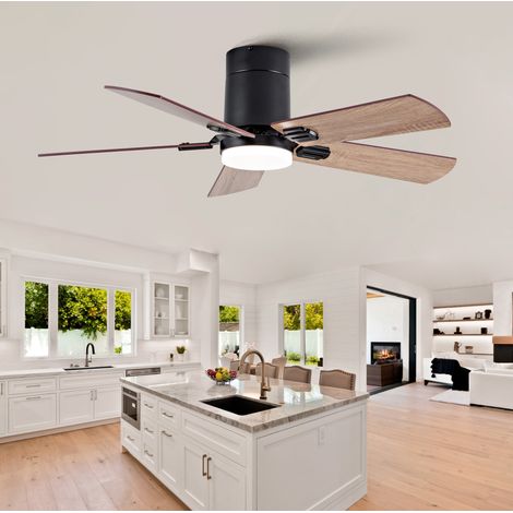 Ventilatore da soffitto 107x107x25 cm nero, pale in legno, LED regolabile - CHICFURN (1/5)