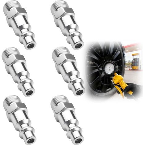 - Schnellkupplung - Pneumatikanschluss - 1/4"-Außengewinde - Robuster, vernickelter Stahl - Für Kompressoren und Werkzeuge - Werkstatt, Garage, Mechaniker - Silber - 1/4 Zoll (1/5)