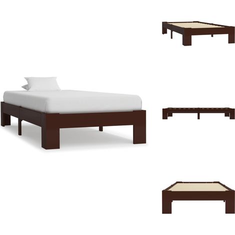 Cadre de lit sans matelas marron foncé bois pin massif 90x200cm - Cadre De Lit - Lit Double - Lit En Bois - Lit Design - Meuble Chambre (1/5)