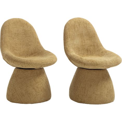 Wahson Dining Chairs Chenille 2Pcs, Swivel Kitchen Chairs Armless for Dining Room Kitchen Lounge Living Room, Yellow
