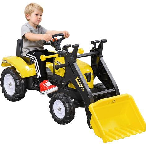Kinder-Radlader, bewegliche Schaufel, Hupe, Pedalantrieb, ab 3 Jahren, Metallrahmen, gelb, 114 x 41 x 52 cm