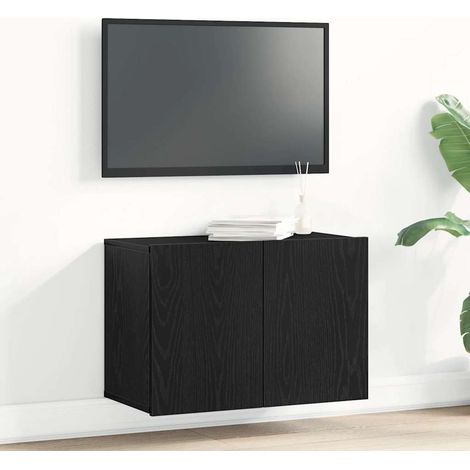 Mueble de TV roble negro 60x30x41 cm madera de ingeniería (1/5)