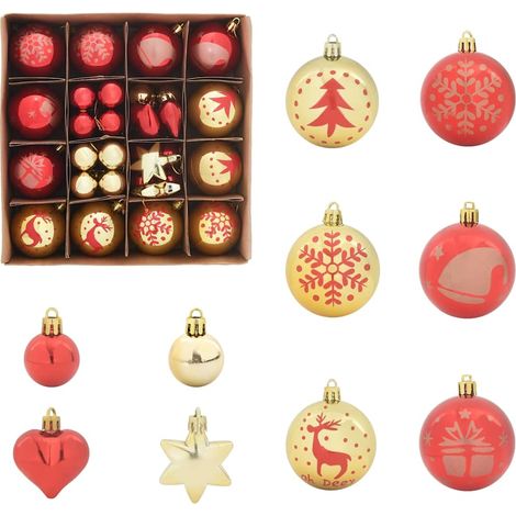 Juego de Esferas de Navidad 40 pcs Dorado y rojo Plástico vidaXL