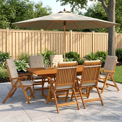 vidaXL 7-Piece Garden Dining Set Natural Solid Acacia Wood (1/5)