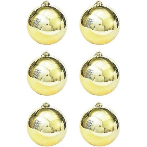 Boules de Noël dorées (lot de 6) - Décorations résistantes aux intempéries pour sapin de Noël, décorations de mariage et autres fêtes (1/5)