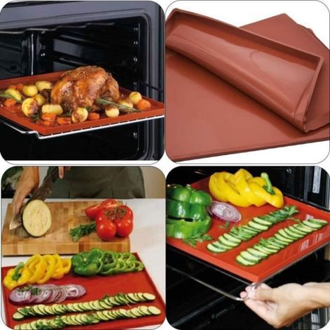 Tapis de cuisson en silicone - Lot de 2 - 30x25x1.5 cm - Antiadhésif - Sans BPA - Qualité alimentaire (1/4)