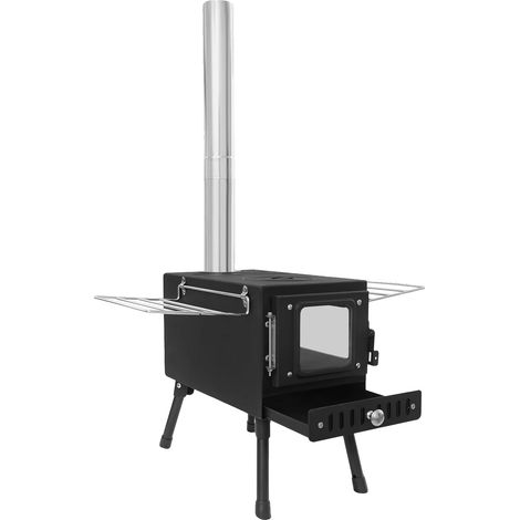 Poêle à bois, Design portable, Chauffage et cuisson efficaces, Noir (1/2)