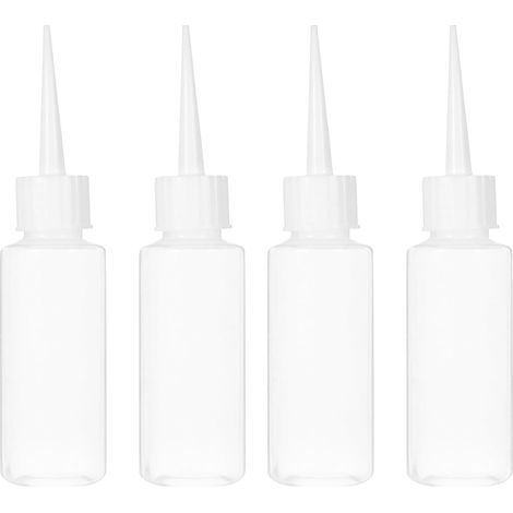 Lot de 4 Flacons Souples en Polyéthylène Blanc 50ml Embout Précis pour Distribution de Colle Liquide, pour Projets DIY et Usage en Usine (1/5)