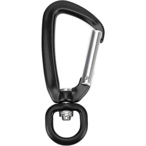 Mousqueton en Alliage d'Aluminium à Œil Tournant pour Laisse d'Animal, Hamac et Porte-Clés - Noir (1/5)