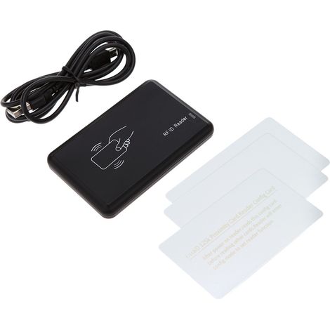 Lecteur de cartes RFID sans contact 125 kHz, lecteur de cartes d'identité USB, lecteur de cartes à puce avec capteur de proximité électromagnétique configurable pour le contrôle d'accès (1/4)