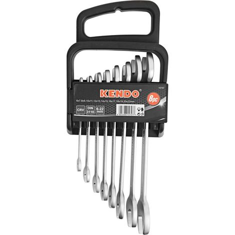 Serie chiavi a forchetta con supporto kendo 8 pezzi contenuto 6-7-20-22 mm (1/3)